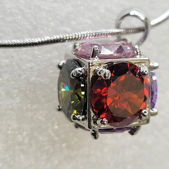 Mini Hexagon Crystal Pendant Necklace - Picture 11 of 16